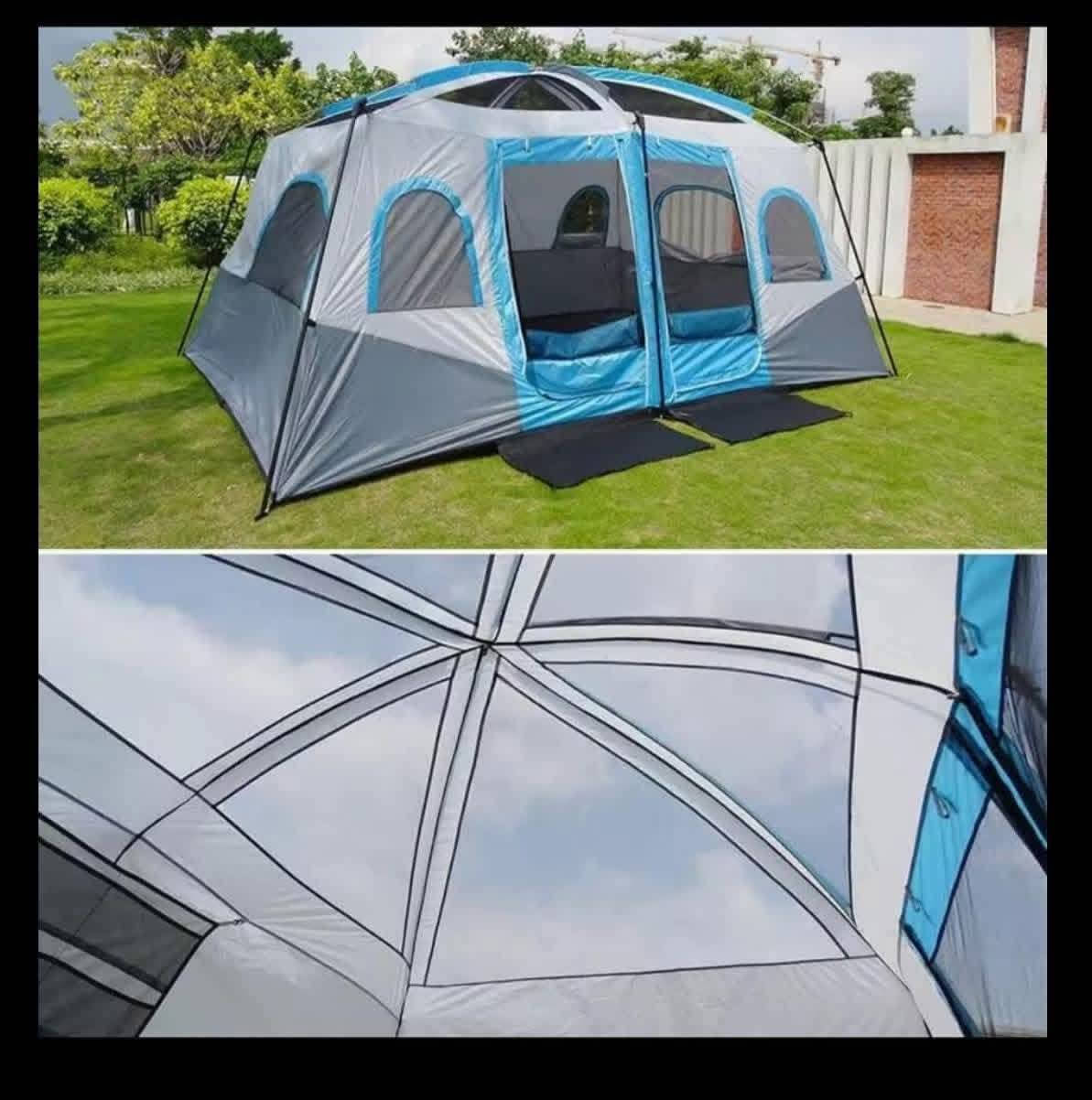 اكبر خيمه عائليه قماش مطري اصلي تكفي 10 نفرات قياس الطول ٤متر و20سانتيم والعرض ٣ متر و٥سانتيم و ارتفاع ٢ متر  سعر 160 الف تحتوي على شبابيك ومضله وباب وناموسيه وكاع متصل مع الخيمه لتواصل عبر وتساب او مسنجر  ***********....
