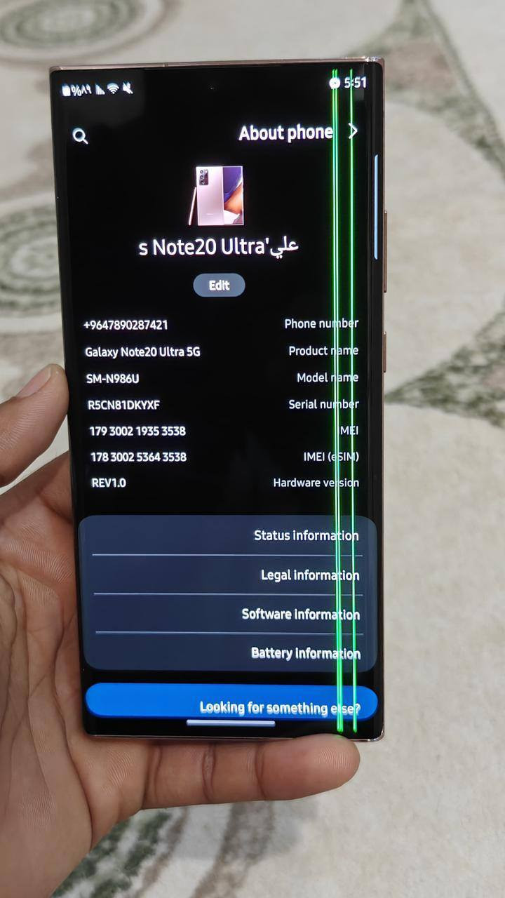 السلام عليكم نوت 20التر ذاكره 128جهاز كلش قوي ومرتب وكلشي بيه شغال مابيه اي عيب مجرد هذني الخطوط الي بشاشه وما ماثرات على المس نهائين مراوس بايباد او ابيع 
رقمي ***********
