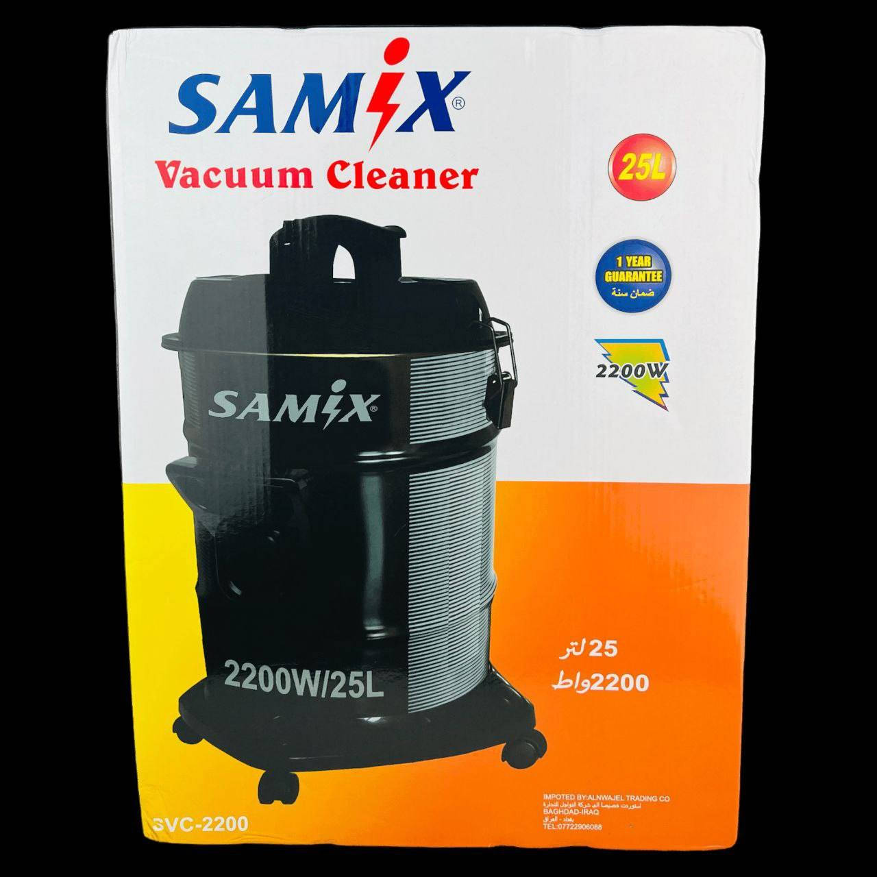 #مكنسة كهربائية 25 لتر ماركة SAMIX

الميزات:✅

#خزان من المعدن بسعة 25 لتر

#مكنسة و منفاخ قوي لتنظيف الغبار

#أربع عجلات لقوة الثبات وسهولة الحركة

فلتر داخلي للغبار

#نظام عالي الكفاءة ذو سرعة ثابتة✅

#مقبض للحمل و خزن سلك الكهرباء✅

4 رؤوس: لتنظيف الأرضيات, الكاربت, البردات والأثاث

زر تشغيل  إطفاء

#خرطوم سحب الغبار قابل للتعديل بطول: 190 سم☝️

#ضمان لمدة سنة من تاريخ الشراء✅

#سلك كهرباء بطول: 4 متر

#الطاقة: 2200 واط

أبعاد الجهاز: 53  29  29 سم

#أبعاد الغلاف 31  33  43 سم

رقم الموديل: SVC-2200

#المنشأ: الصين✅

#السعر 60 الف 
#للحجز_او_الاستفسار_مراسلتنا_دايركت📩 
#متوفر_توصيل_لكافه_محافضات_العراق🚚
#كلشي_جديد_بجديد_


**إذا كنت صاحب هذا الإعلان وتريد حذفه لأي سبب، رجاءا أرسل رسالة إلى الدعم الفني**