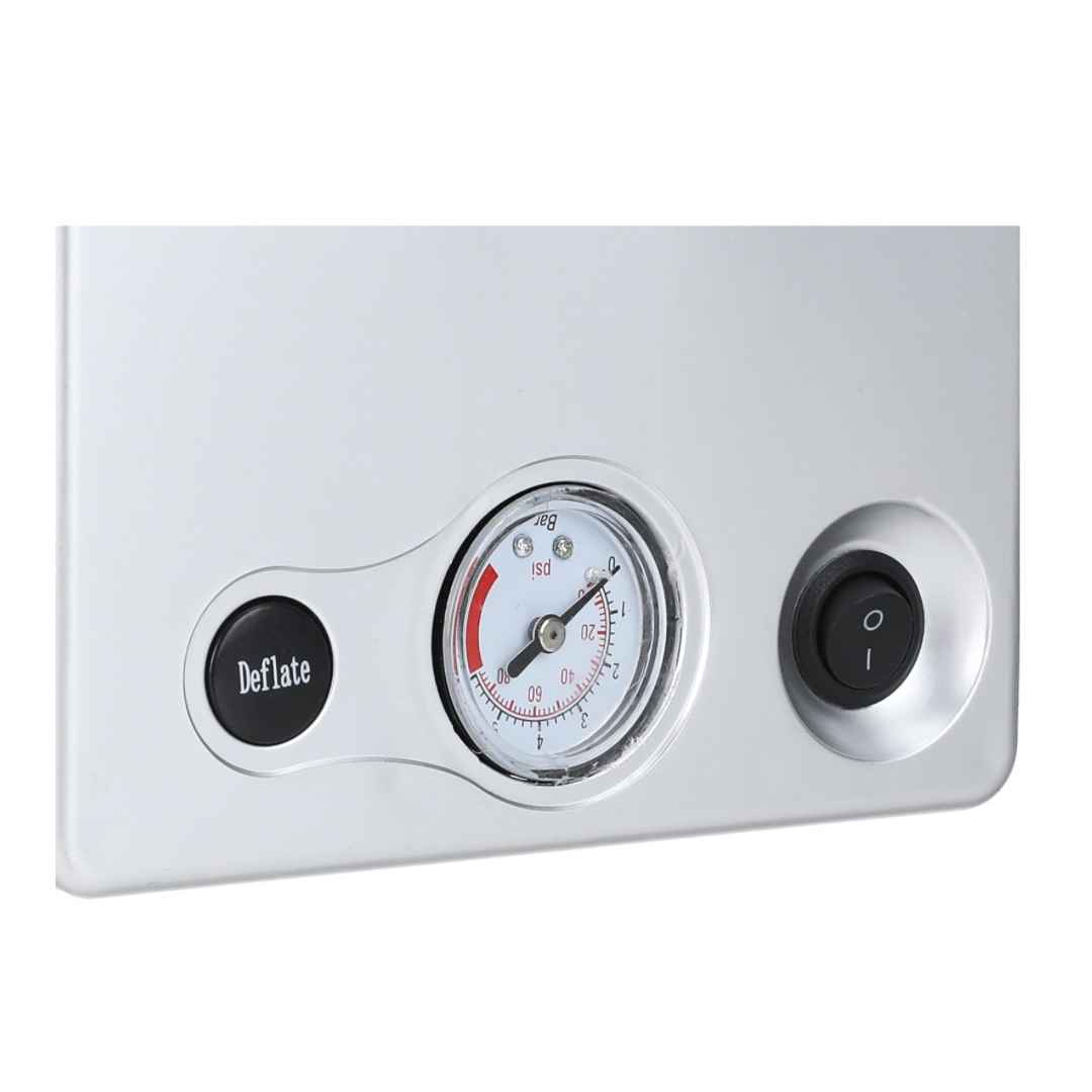 تصميم مميز سهل الاستخدام 
 
- مصمم لنفخ الإطارات بسرعة

- مؤشر على قوة ضغط الهواء

- مزود بخاصية الحماية من الحرارة الزائدة للحصول على أفضل سلامة للجهاز

- قاعدة مضادة للانزلاق ومقاومة للاهتزاز ذات جزء مخصص لحفظ السلك الكهربائي ولحفظ السلك الهوائي

- زر التشغيل/ الايقاف

- طول السلك الكهربائي: 2.45 متر 

- طول السلك الهوائي : 45 cm

- الابعاد : الطول 15.7 cm , العرض 16.5 cm , الارتفاع: 7.5 cm

- الاستخدام: للسيارات والشاحنات والحافلات وكذالك للدراجات النارية والهوائية والكرات الهوائية ناصرية, ذي قار


**إذا كنت صاحب هذا الإعلان وتريد حذفه لأي سبب، رجاءا أرسل رسالة إلى الدعم الفني**