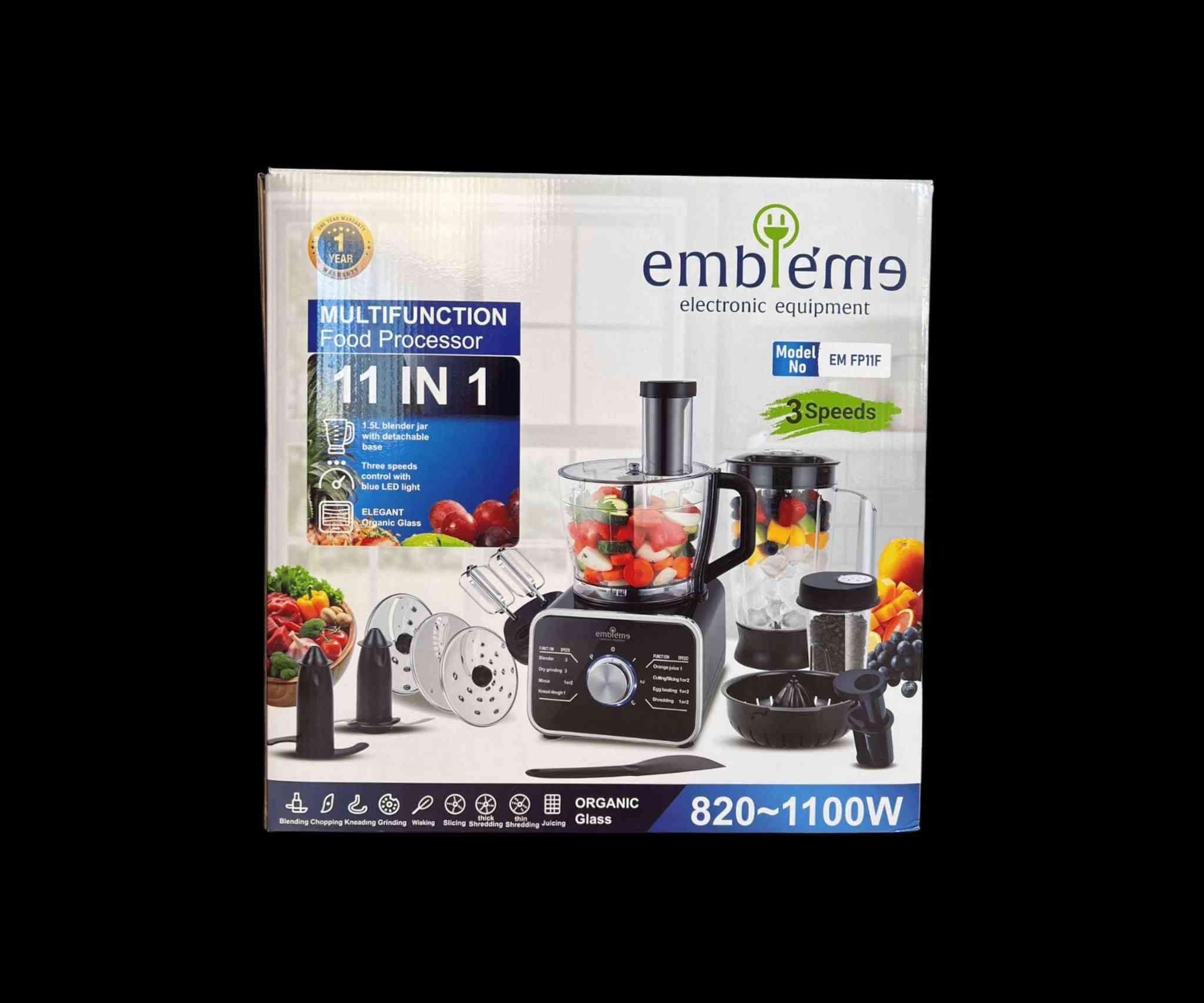 محضرة طعام كهربائية 11 في 1 بقوة 1100 واط مع 3 سرعات – Embleme EM FP11F
السعر 120 الف توصيل مجاني 
تقطيع الخضروات والفواكه بسرعة عالية.

فرم اللحوم وتحضير الحشوات.

عجن العجين (الخبز، البيتزا، المعجنات).

بشر الجبن والجزر والخيار.

تقطيع شرائح رفيعة وسميكة.

خفق البيض والكريمة وتحضير الكيك.

عصر الحمضيات (البرتقال، الليمون).

طحن القهوة والبهارات والمكسرات.

تحضير العصائر والسموثي والميلك شيك.

إعداد الشوربات والصلصات المختلفة.

المميزات

قدرة كهربائية عالية: 820 – 1100 واط لأداء قوي وسريع.

نظام 3 سرعات + خاصية النبض (Pulse) للتحكم الكامل.

سعة وعاء المعالج: حتى 1.5 لتر.

هيكل أنيق بواجهة LED زرقاء.

نظام أمان بقفل ذكي يمنع التشغيل قبل التركيب الصحيح.

شفرات ستانلس ستيل مقاومة للصدأ.

قرص تقطيع رفيع وسميك + قرص بشر.

ملحق عجن خاص لتحضير العجين بكفاءة.

خلاط بسعة كبيرة مع قاعدة قابلة للفصل.

مطحنة مخصصة للقهوة والبهارات.

عصارة حمضيات مدمجة.

قاعدة ثابتة مانعة للانزلاق.

جهد تشغيل منزلي قياسي (220-240V).

قابس أوروبي ثنائي.

ضمان لمدة سنة من تاريخ الشراء

محتويات الصندوق

الوحدة الرئيسية (المحرك).

وعاء محضرة الطعام مع الغطاء.

إبريق خلاط.

مطحنة جافة.

عصارة حمضيات.

شفرة فرم ستانلس ستيل.

شفرة عجن بلاستيكية.

3 أقراص تقطيع وبشر (رفيع  سميك  شرائح بطاطس).

مضرب خفق مزدوج.

أداة دفع الطعام (Pusher).

ملعقة بلاستيكية.

دليل استخدام.

الملاحظات

لا يتم تشغيل الجهاز إلا بعد تثبيت جميع القطع بإحكام.

يفضل عدم تشغيل الجهاز لأكثر من دقيقة متواصلة ثم إراحته.

لا توضع مكونات ساخنة فوق 80 درجة مئوية.

يجب فصل الجهاز عن الكهرباء بعد الاستخدام.

قياس الكارتون:

الطول: 41 سم

العرض: 28 سم

الارتفاع: 41 سم بغداد, العراق


**إذا كنت صاحب هذا الإعلان وتريد حذفه لأي سبب، رجاءا أرسل رسالة إلى الدعم الفني**