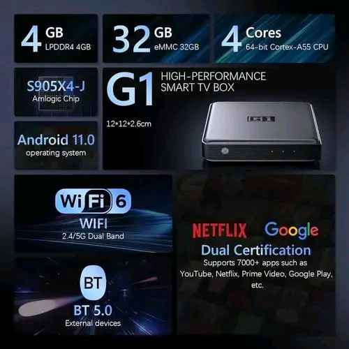 جهاز Kinhank G1 Smart TV Box، وهو جهاز تشغيل وسائط ذكي بنظام أندرويد تي في.
‏يدعم دقة عرض 4K Ultra HD لتجربة مشاهدة عالية الوضوح. 
‏يعمل بنظام تشغيل أندرويد تي في، ويأتي مع اعتماد Google و Netflix، مما يضمن توافق التطبيقات الشهيرة. 
‏يتميز بذاكرة وصول عشوائي 4 جيجابايت ومساحة تخزين داخلية 32 جيجابايت. 
‏يحتوي على جهاز تحكم عن بعد صوتي ويدعم WiFi 6 لاتصال إنترنت سريع ومستقر. بغداد, العراق


**إذا كنت صاحب هذا الإعلان وتريد حذفه لأي سبب، رجاءا أرسل رسالة إلى الدعم الفني**
