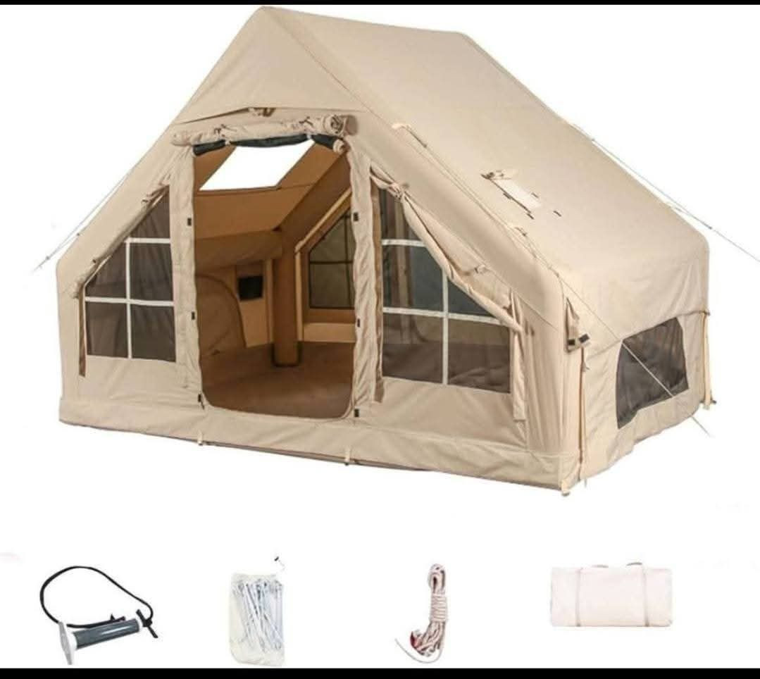 خيمة نفخ حجم كبير 230 على أول تم ✔️
خيمة قابلة للنفخ (الهوائية) مصممة للتخييم، وتتميز بما يلي:

الوزن: يبلغ الوزن الإجمالي للطرد حوالي 19 كجم.

القياس 210 × 300 سم إرتفاع 200 سم 

المادة واللون: الخيمة مصنوعة بمزيج من الألوان الشفاف والأسود.

المصدر: تم شحن الطرد من اليابان (JP) عبر الناقل "nannajing".


**إذا كنت صاحب هذا الإعلان وتريد حذفه لأي سبب، رجاءا أرسل رسالة إلى الدعم الفني**