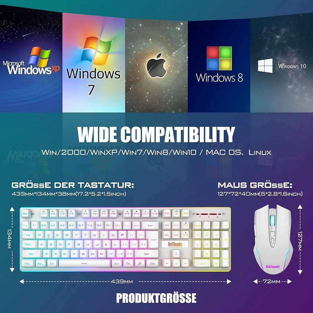 اخوان سعره بالمواقع مذكور بأحدى الصور وماعلينه منه انطوني سعر بيه انتم واعلى سعر ابيع وصوره مدرجه بالمنشور واني بخدمتكم جميعاً.
مجموعة كيبورد وماوس(RedThunder K10) 

1. لوحة المفاتيح (Keyboard):
التصميم: حجم صغير بنسبة 60% (بدون لوحة الأرقام الجانبية)، مما يوفر مساحة أكبر لحركة الماوس.
نوع الاتصال: لاسلكي (Wireless) بتردد 2.4 جيجاهرتز لضمان سرعة الاستجابة.
الإضاءة: إضاءة RGB خلفية تدعم "تأثيرات قوس قزح" (Rainbow) مع إمكانية تعديل السطوع والأنماط.
البطارية: سعة مدمجة ضخمة تصل إلى 3000 مللي أمبير، وهي قابلة لإعادة الشحن عبر كابل USB.
الميزات الإضافية: مزودة بمفاتيح "Function" للتحكم بالوسائط (مثل مستوى الصوت) وتدعم خاصية عدم تعارض المفاتيح (Anti-ghosting).
2. الماوس (Mouse):
الحساسية: تصل إلى 3200 DPI (نقطة في الإنش)، وهي قابلة للتعديل لتناسب سرعة اللعب المطلوبة.
التصميم: تصميم مريح وخفيف الوزن مع إضاءة متناسقة مع الكيبورد.
الاتصال: يعمل لاسلكياً مع نفس جهاز الاستقبال الخاص بالكيبورد (قطعة USB واحدة للاثنين).
3. مواصفات عامة:
اللون: أبيض (White Edition).
المادة: مصنوعة من البلاستيك المتين مع تصميم يحاكي ملمس لوحات المفاتيح الميكانيكية.
التوافق: تعمل مع أجهزة الكمبيوتر (PC)، واللابتوب، وتدعم أنظمة Windows و Mac.


**إذا كنت صاحب هذا الإعلان وتريد حذفه لأي سبب، رجاءا أرسل رسالة إلى الدعم الفني**