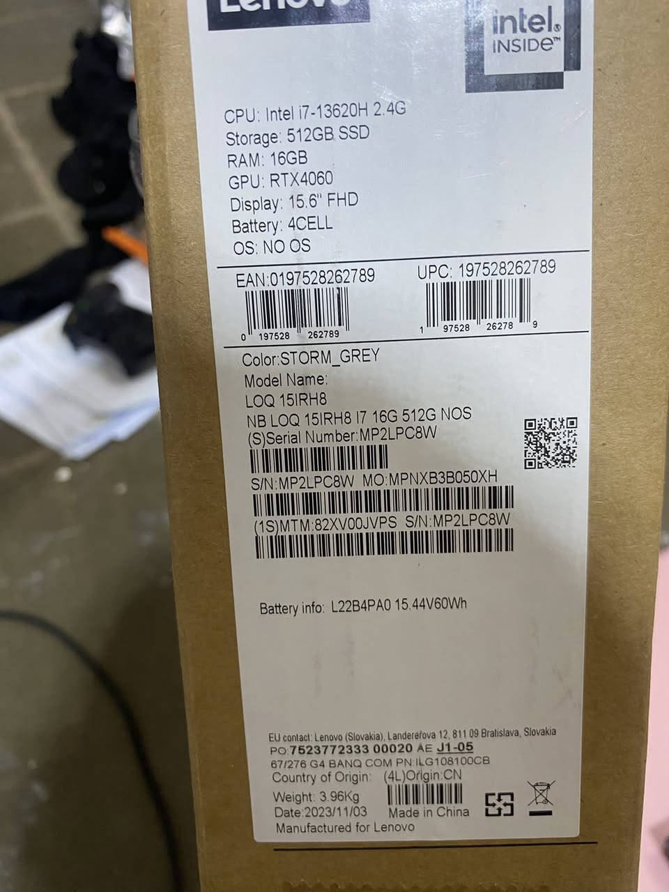 Laptop lenovo loq gaming
⚡ المعالج:intel core i7-13620H (جيل حديث – أداء قوي جداً في الجيمنج والمالتي تاسك)
⚡ الرام: 16GB DDR5 سرعة عالية لتجربة سلسة بدون لاج
⚡ التخزين: 512GB SSD M.2 NVMe – إقلاع وتشغيل ألعاب في ثواني 🚀
🎯 كارت الشاشة: NVIDIA GeForce RTX4060 8VRAM +intel(R)UHD
يشغل ألعاب زي PUBG – Warzone – FIFA – GTA V – Valorant على إعدادات جميلة جدا وغيرها من الالعاب الثقيلة جدا

🖥️ الشاشة: FHD
✨ معدل تحديث 144Hz
 (مثالي للجيمينج والتصميم وصناعة المحتوى

📷 كاميرا مدمجة
🔋 بطارية ممتازة + شاحن أصلي

الجهاز شاهد الله نظيف وما بي اي خلل من اشتريته لسه مكفول من اي شي السعر مليون و250 الف بي مجال بسيط 
المكان :نجف الاشرف /ابو صخير/ شارع الاطفاء
***********
