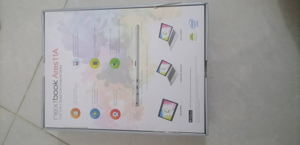 جهاز Nextbook Ares 11A، وهو جهاز تابلت بشاشة 11.6 بوصة قابل للتحويل إلى كمبيوتر محمول.يتميز الجهاز بـ لوحة مفاتيح قابلة للفصل (Detachable Keyboard) مع إضاءة خلفية LED.يعمل بنظام التشغيل Android 6.0 Marshmallow ويستخدم معالج Intel Atom.يحتوي على منافذ HDMI للتوصيل بشاشات خارجية ويدعم الاتصال عبر Bluetooth و Wi-Fi.
السعر 100 الف قفل


**إذا كنت صاحب هذا الإعلان وتريد حذفه لأي سبب، رجاءا أرسل رسالة إلى الدعم الفني**