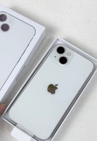 ايفون 13 عادي جديد لوك بطارية 🔋 95 بعده بضمان مع كارتونه لون ابيض ذاكر...