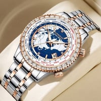 أوتوماتيك • مينا خريطة العالم • مرصعة بفصوص