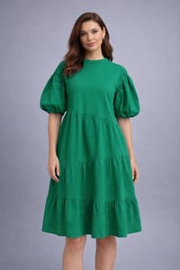 فساتين ملبوسة • أخضر يغطي الركبة • يناسب ٦١-٦٢