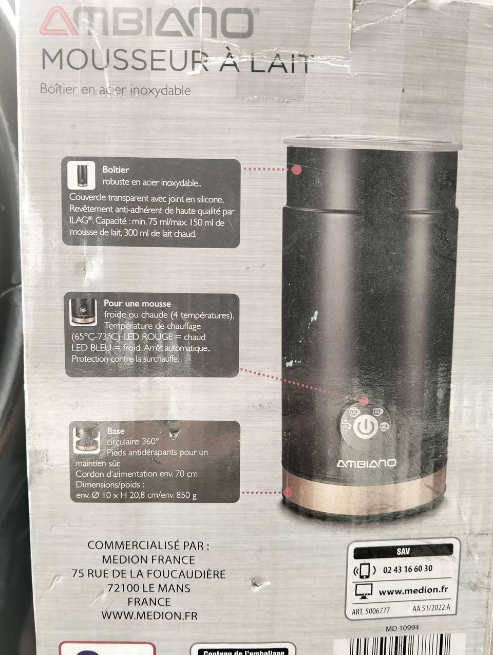 هذا الجهاز هو خافق/مُرغّي الحليب الكهربائي (Milk Frother) من ماركة Ambiano.
وظيفته:
تسخين الحليب
أو تسخين الحليب مع رغوة
أو عمل رغوة حليب باردة
يُستخدم لتحضير الكابتشينو، اللاتيه، اللاتيه ماكياتو وغيرها.
السعر 12000
مع التوصيل 
***********
