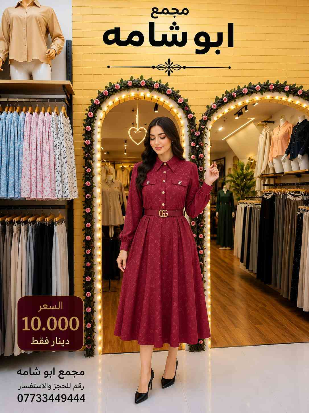 💖 السعر 10,000 دينار فقط 💖 ✨ فستان موديل 90 بتصميم أنيق وخامة مميزة، مناسب للإطلالات اليومية والمناسبات. 📍 متوفر الآن في مجمع أبو شامه 📞 للاستفسار والحجز: *********** سارعوا بالحجز قبل نفاد الكمية 🌷
