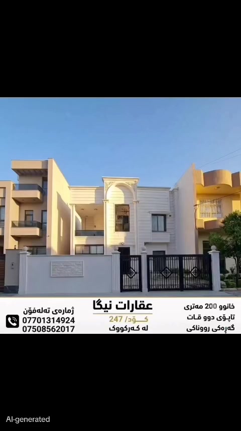 بيت (٢٠٠)متر طابقين طابو في منطقة روناكي بسعر مناسب 

للاستفسار اكثر اتصال بهذه ارقام

***********
***********
