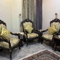 قنفات ملكي • اوف وايت ذهبي • طقم ٣+٢+٤