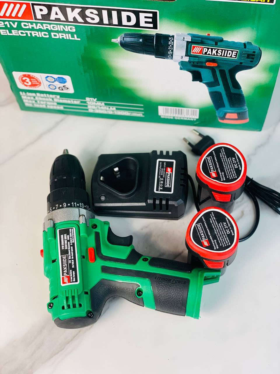 افضل دريل بمواصفات عالمية شحن من باك سايد الالماني🇩🇪🇩🇪 
❗❗❗PAKSIIDE✔️
✅دريل شحن🔌 بارك سايد 21 فولت يعمل فتح وشد البراغي وتثقيب الحديد والخشب والجدران

مواصفات الدريل:-
ملف نحاس💯
شفت حلزوني 
سيت لقم مختلف الاحجام📌
سيت برايم خشب🪃
سيت برايم حديد🔩
سيت درنفيس عدل ومربع🪛
توصاله للاماكن الصعبه🔗
🔋🪫دبل بطاريه21V
شاحنه قاعدة🖲️
حركة الدريل بالاتجاهين فتح وشد البراغي↔️
يعمل ع التثقيب بكل سهولة🕳️
0-350/0-1300 دورة/ في الدقيقة
#الاصلي المنشأ ألمانية 🇩🇪💯
🚘 يوجد خدمة توصيل لجميع محافظات العراق


**إذا كنت صاحب هذا الإعلان وتريد حذفه لأي سبب، رجاءا أرسل رسالة إلى الدعم الفني**