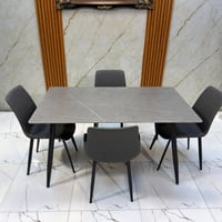 ميز طعام • مرمر بورسلين • ٦ و٤ كراسي