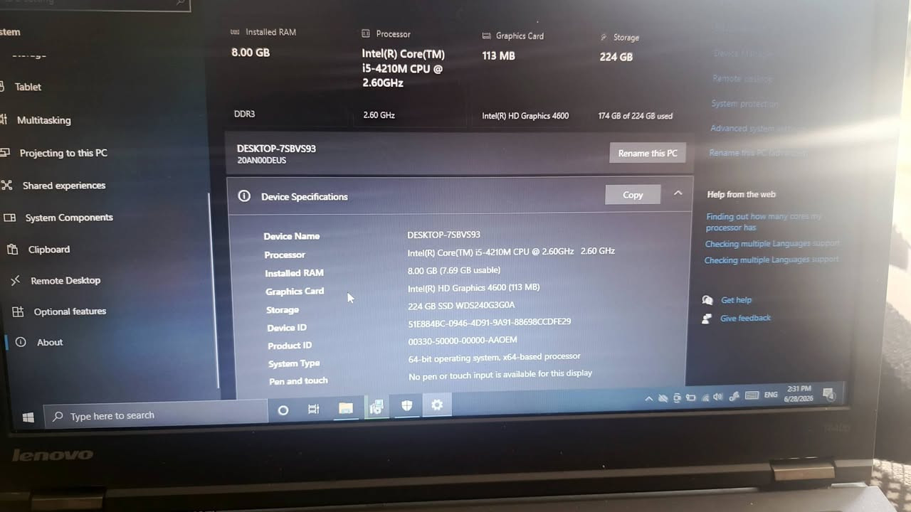السلام عليكم 

لابتوب للبيع مكان موصل 
لينوفو T440p
مواصفات بل صور
corei5 جيل رابع 
Ram8
الهاردssd256سريع
ويندوز 10
64بت
كرت شاشه 2 داخلي
جهاز نظيف بس بيه خلل بالبطاريه 
بي العاب مثل  بيس2017 و Call of Duty Black Ops and Black Ops II 

ويه شاحنه و موس و جنطه 
منافذ
DVD
كامره
USBمنافذ4
ربط عل بلازمه 
منفذ هواكس 
تفضل خاص او واتساب
***********
السعر 150 الف وبي مجال للطيبين
وبيه مشكله وحده بالبطاريه من اشغله يطلع شحن صفر ويطفى من اخلي كيبل الشحن يشتغل كامل بس الشحن يبقى صفر. ومن اشيل الكيبل وهو مشتغل يبقى مشتغل مايطفى تقريبا ساعه سئلت شات جي بي تي يكول البطاريه ميته
