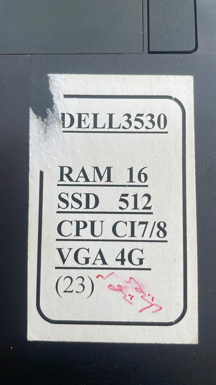 لابتوب dell 3530
رام 16
ذاكرة ssd 512
كارت الشاشه NVIDIA Quadro P600
معالج CI 7/8
السعر 425 
***********

