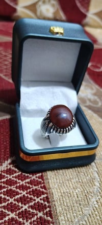 خاتم فضة • عقيق يماني • قياس ٢٤