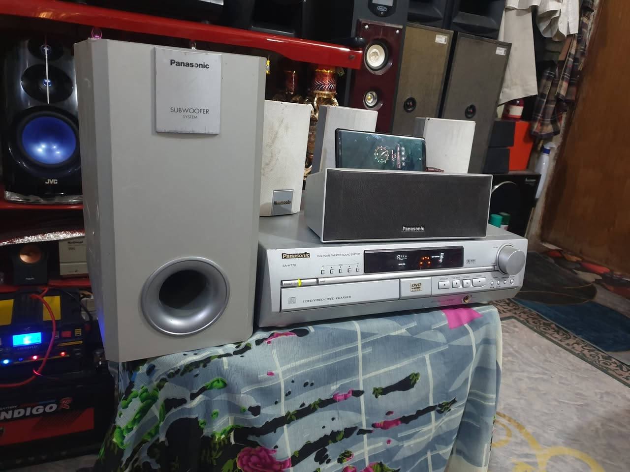 سستم بانسونك ١١٠ فولت مع محولة مسرحي عارض بالشاشة دي في دي  خمسة اقراص   وراديو واواكس  شغال بالكامل  مع ريمونت  موضح بالفديو والصور  السعر  ٩٥ الف الحلة مهندسين  الاتصال على الخاص او موبايل  ***********  يوجد توصيل
