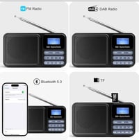 راديو محمول • شحن شمسي • بلوتوث DAB