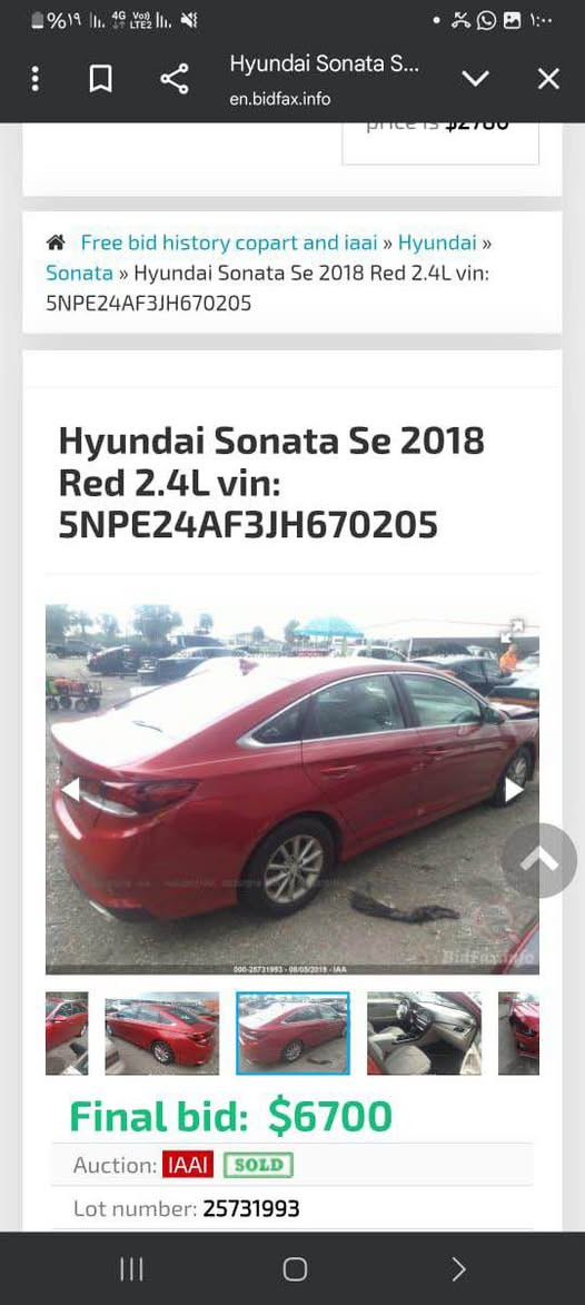 السلام عليكم
سوناتا 2018 وارد أمريكي رقم بصرة حرة السنوية منتهية ماشية 84 الف كيلو بيها ملاحظات بسيطة 
حادث بدون ايرباك صور الحادث موضحة بالمنشور
السعر 138 وبيها مجال
*********** 
 77335500030 الزبير, البصرة
