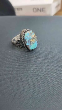 خاتم فضة 925 • حجر فيروز طبيعي • زعفرانية شارع المعهد