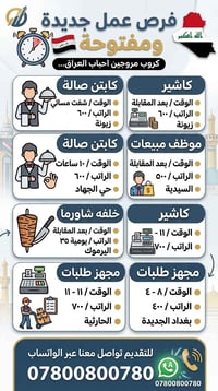 العمل في نفس اليوم للاستفسار واتساب 07800800780