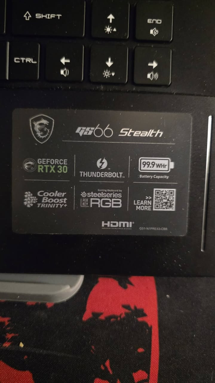 MSI GS66 stealth 🐉
لابتوب قوي ويشغل كل الالعاب والبرامج واداءه جدا مستقر
🔹 المعالج: Intel Core i9-10980HK (الجيل العاشر)
🔹 كرت الشاشة: NVIDIA GeForce RTX 3070 8GB
🔹 الرام: 16GB DDR4
🔹 التخزين: SSD NVMe 1TB
🔹 الشاشة: 15.6" FHD 240Hz
🔹 الكيبورد: SteelSeries RGB
🔹 الصوت: Dynaudio Premium Audio
🔹 البطارية: 99.99Wh (من أكبر البطاريات بفئة اللابتوبات)
🔹 الهيكل: Durable Chassis (هيكل متين وخفيف)
✅ مناسب للألعاب الحديثة والتختيم
✅ ممتاز للمونتاج والتصميم والبرامج الهندسية
✅ شاشة 240Hz سلسة جداً للألعاب التنافسية
✅ أداء قوي ومستقر
الجهاز انطيك بي ضمان اسبوع وفحص كامل قبل الشراء 
الملحقات الي تجي وياه شاحنة اصلية وجنطة وماوس redragon وايرلس 
السعر مليون و٢٠٠ وبي مجال قليل او المراوس بـpc 4060
مكاني كربلاء


**إذا كنت صاحب هذا الإعلان وتريد حذفه لأي سبب، رجاءا أرسل رسالة إلى الدعم الفني**