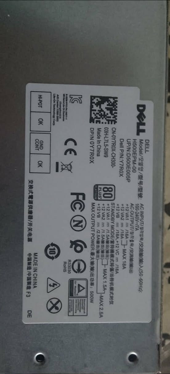 السلام عليكم سعر 135 بيه مجال 
📢 باور سبلاي Dell أصلي.. نظيف وشغّال لوز! 🖥️
لأصحاب حاسبات Dell المكتبي (SFF)، إذا باورك عطل أو تريد تبدله بقطعة أصلية ومضمونة، هذا الباور هو الحل:
✅ أصلي 100%: قطعة بلاد من شركة Dell العالمية.
⚡ أداء مستقر: طاقة حقيقية (180 واط) تحمي بورد حاسبتك من الحرق.
❄️ تبريد هادئ: مروحة ذكية وما تطلع صوت مزعج.
🥉 كفاءة عالية: حاصل على شهادة 80 PLUS Bronze (اقتصادي بالكهرباء).
مناسب لموديلات OptiPlex (3050, 5050, 7050) وغيرها من الفئات المتوافقة


**إذا كنت صاحب هذا الإعلان وتريد حذفه لأي سبب، رجاءا أرسل رسالة إلى الدعم الفني**