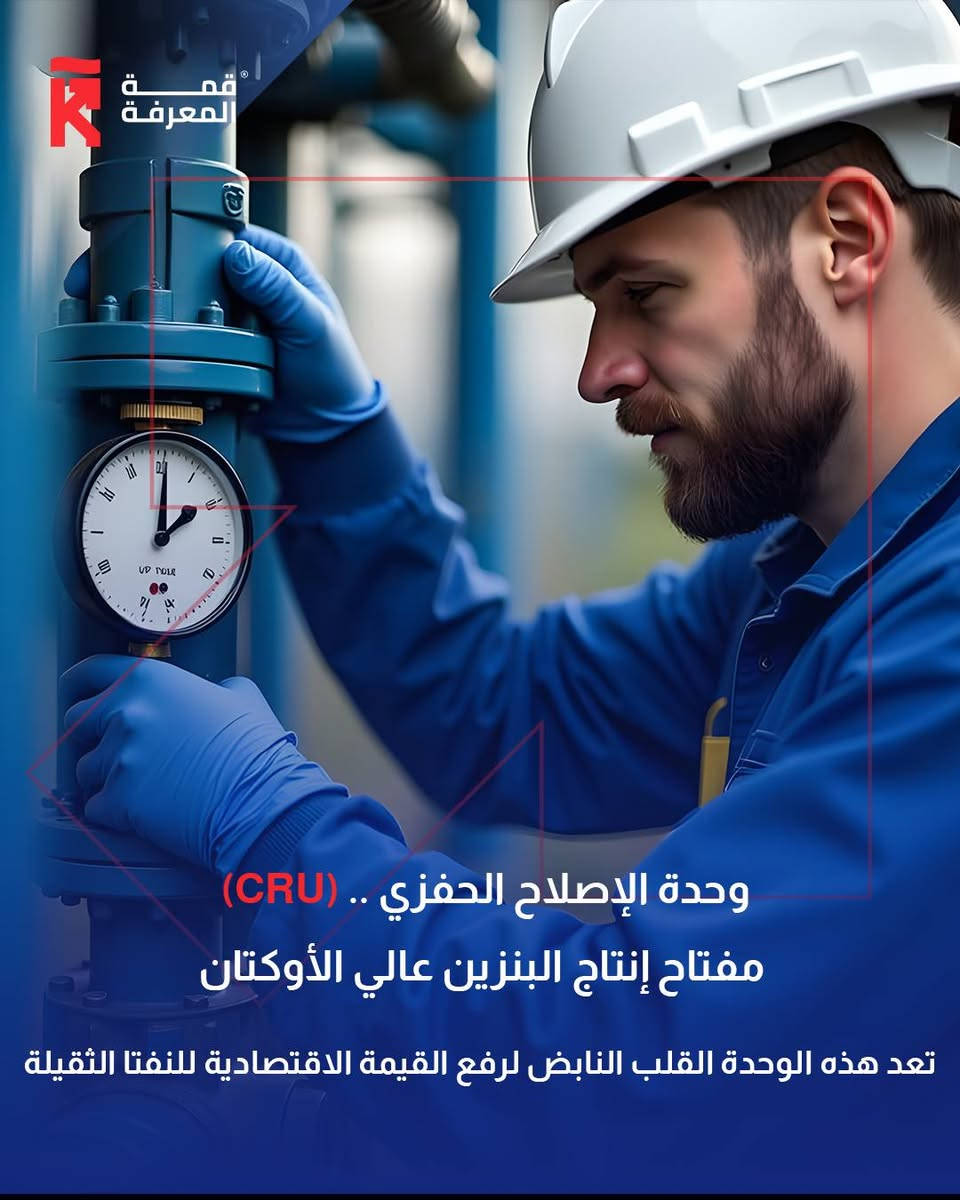 شركة قمة المعرفة 
القطاع النفطي 

من ضمن خدمات القطاع النفطي (تصفية النفط الخام)
وحدة الإصلاح الحفزي

وحدة الإصلاح الحفزي .. (CRU) مفتاح إنتاج البنزين عالي الأوكتان
تعد هذه الوحدة القلب النابض لرفع القيمة الاقتصادية للنفتا الثقيلة 

في قمة المعرفة نقدم حلولاً هندسية متكاملة تضمن دقة التفاعلات 
الكيميائية وكفاءة الحفازات:
-تأهيل وتحديث :استبدال البطانات المقاومة للحرارة وتجديد الأنابيب الداخلية للمفاعلات.
-صيانة تخصصية :فحص شامل بتقنيات ال NDTوصيانة المبادلات والضواغط والافران.
-تجهيز عالمي :توريد الحفازات (Catalysts) من مصادر معتمدة وصمامات الضغط العالي.
-تحول رقمي :تطوير أنظمة التحكم إلى SCADA DCSلتعزيز الموثوقية والشفافية.

الأمان ليس مجرد خيار بل هو لغة المهندسين في قمة المعرفة نطبق أعلى معايير السلامة الدولية لضمان استمرارية إنتاجكم دون توقف

للاطلاع على بقية مواقعنا للتواصل الاجتماعي:-
https://pinnacle-knowledge-link.vercel.app/

الايميل الرسمي:- info@knowledge-summit.iq

الموقع الالكتروني:-https://knowledge-summit.iq/

لمعرفة تفاصيل أكثر الاتصال عبر الرقم التالي :
📞0770 816 4761

📍 العنوان:
بغداد – القادسية

#شركة_قمة_المعرفة #المشاريع_الصناعية #القطاع_النفطي
