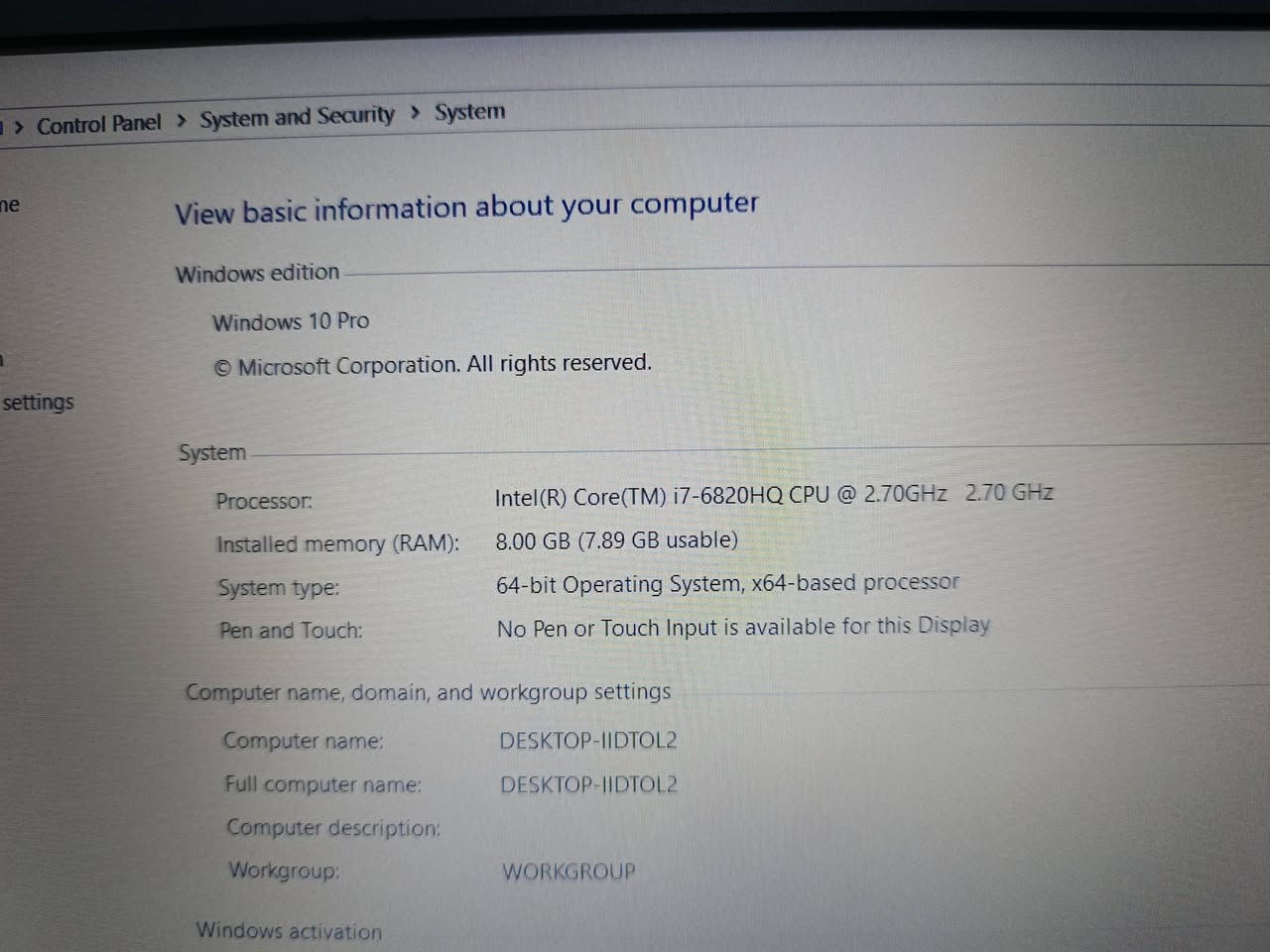 لابتوب ديل للبيع ب ٢٦٠ وبيه مجال بسيط - كربلاء الحر ***********
المواصفات 
معالج I7 الجيل السادس ( قوي للأعمال المكتبية )
كارت شاشة خارجي من Amd بسعة 2 گيگا
8 گيكا رام DDR4 
ذاكرة تخزين 256 كيكا بايت M.2
كل المنافذ موجودة مثل ما موضح بالصور
3 USB   
1 type c 
1 HDMI وحتى منفذ SIM ( خط )
بيها مشكلة وحدة فقط بطاريتها ( تنطي 50 دقيقة وتطفي )
