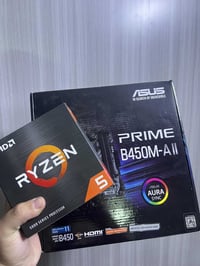 معالج بوكس وبورد للبيع كراتين كاملة   Ryzen 5500 Box  Asus B450m   الس...