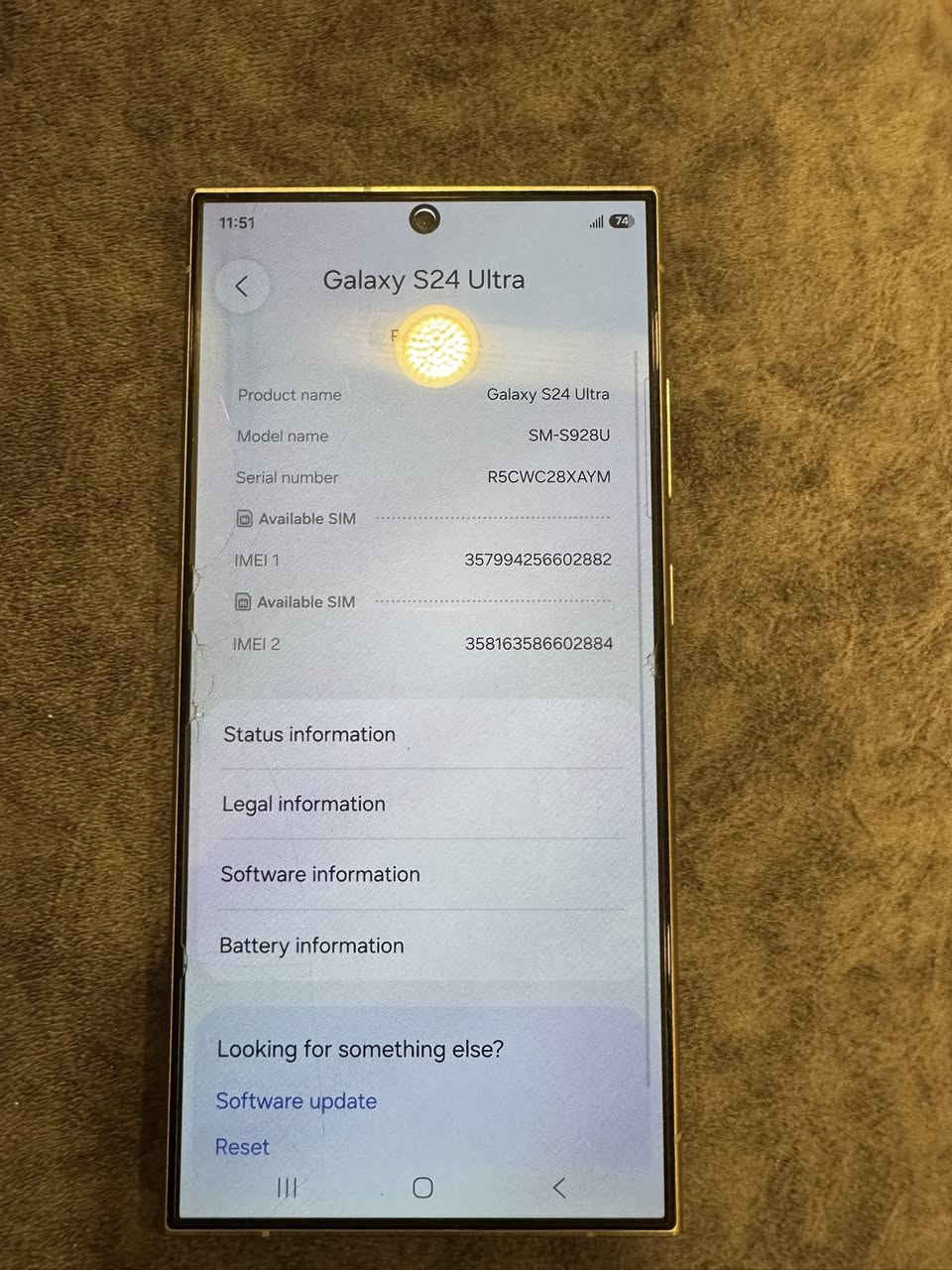 S24 ULTRA للبيع
ذاكره 256 
الجهاز بحالة ممتازه 
بدون ملحقات 
ممفتوح وممبدل اي شي بي 
السعر 860 الف
مكاني بغداد 
***********
