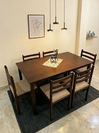 طاولة طعام • 6 كراسي • خشب ماليزي