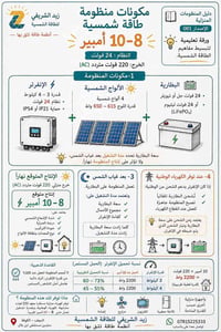 طاقة شمسية • ٨–١٠ أمبير • إنفرتر ٣–٤ كيلوواط