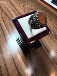 خاتم عقيق يماني صياغه يدويه قلم زني مخطوطه (ياحبيب الله) رقم واتساب 07...