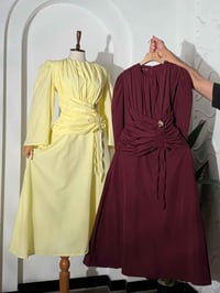 سعر 25✅ #ازياء_مارشملو  فستان بوبلين كتان شده بالخصر معا بروش متحرك تر...