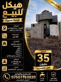 هيكل بيت للبيع • بيت للبيع • القوسيات • بيت 120 متر • منزل للبيع • عقا...