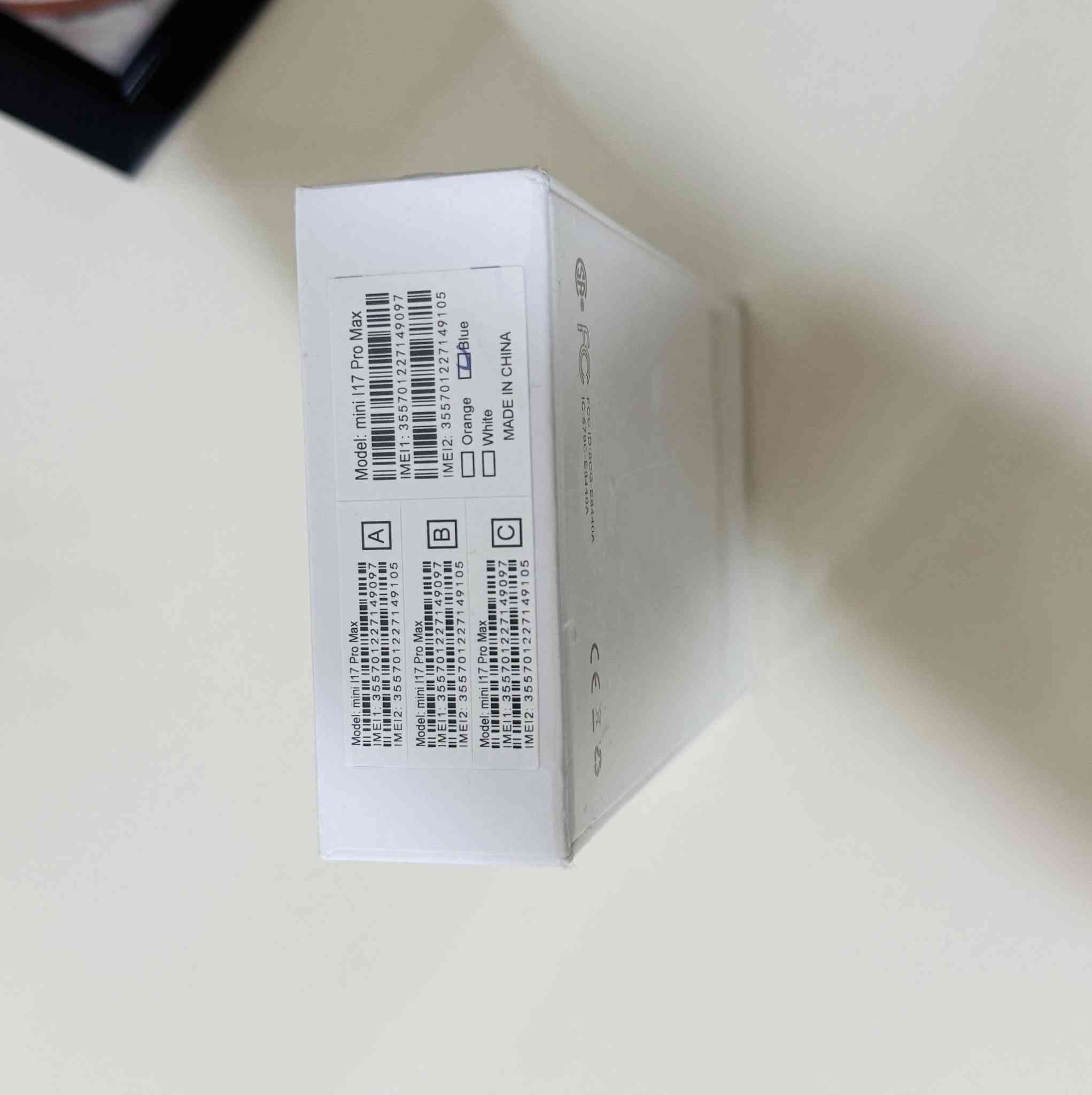 ايفون mini i17 Pro Max
* اللون المحدد: أزرق (Blue) ✔️
* بلد الصنع: الصين (Made in China)
* يدعم شريحتي اتصال (وجود IMEI1 وIMEI2 مطبوعين على الملصق).
    شاشة بين 6.7 إلى 6.9 إنج
* نظام Android لكن بواجهة تشبه iOS.
* ذاكرة فعلية غالبًا 3 أو 4 أو 6 جيجابايت RAM.
* تخزين 260 جيجبايت
* معالج اقتصادي من MediaTek*
* ⁠السعر 150


**إذا كنت صاحب هذا الإعلان وتريد حذفه لأي سبب، رجاءا أرسل رسالة إلى الدعم الفني**