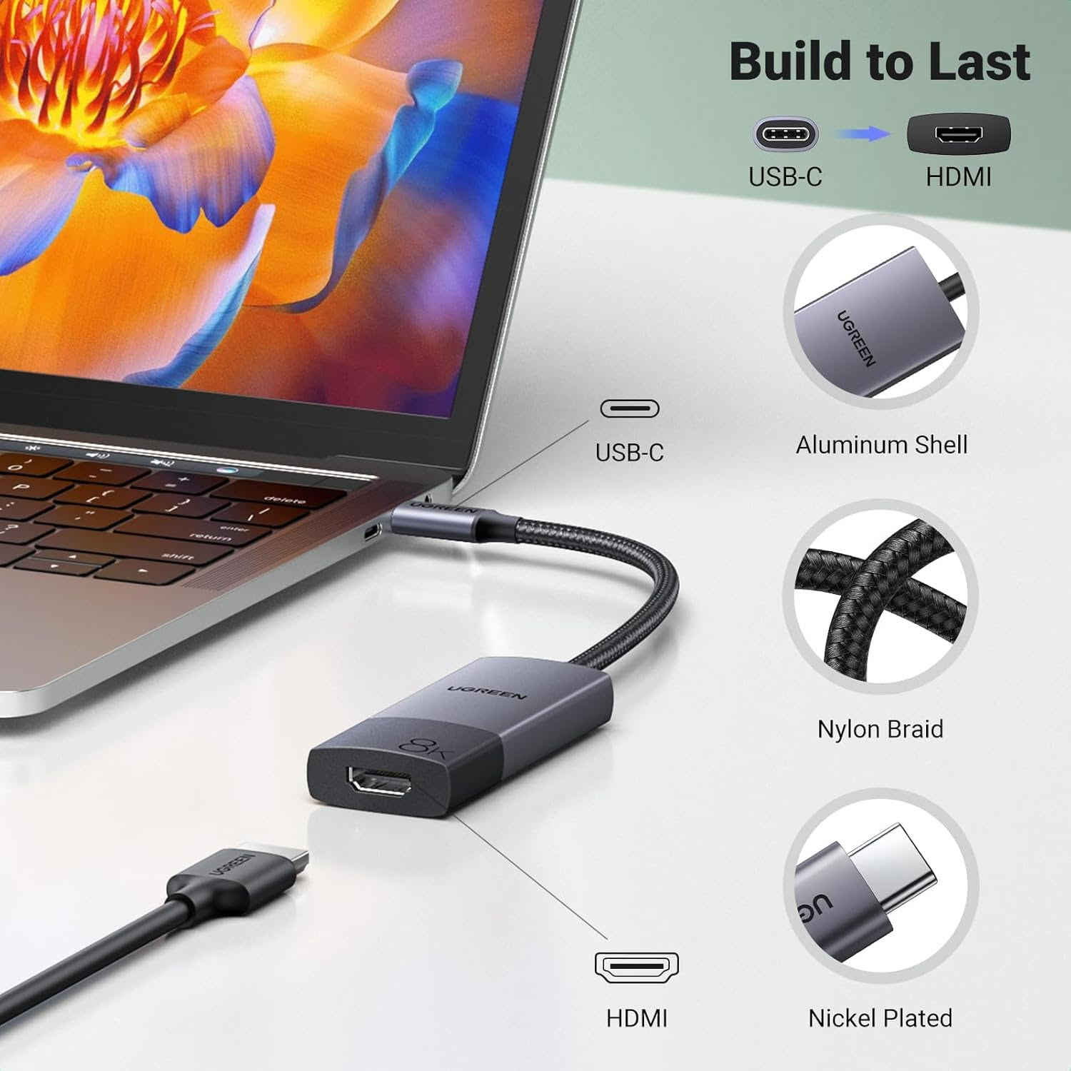 محول UGREEN من USB-C إلى HDMI 2.1، يدعم دقة 8K بمعدل 60 هرتز و4K بمعدل 240 هرتز، محول Thunderbolt 4/3 إلى HDMI بسرعة 48 جيجابت في الثانية، يدعم HDR وHDCP 2.3 وDolby وDSC 1.2a، كابل مضفر بطول 2 متر، متوافق مع iPhone 17/16 وGalaxy S25 وMacBook Pro/Air وiPad وXPS.

الأجهزة المتوافقة: iPhone 17 Pro Max/17 Pro/Air/17/16 Pro Max/16 Pro/16 Plus/16، Mac Mini M4/M4 Pro، MacBook Pro 2024، MacBook Air 2024، Galaxy S25/24 Ultra، iPad Pro 2024، iPad Air 2024، XPS 17/15/13، Dell، HP Chromebook x360، Surface Book 3/2، Samsung Tablet S9، Note 20، LG V40، Valve Steam Deck، Odyssey G8 G9. بطاقات رسومات Nvidia RTX 3090 و AMD Radeon RX 6900، أجهزة iPhone 17 Pro Max/17 Pro/Air/17/16 Pro Max/16 Pro/16 Plus/16 عالية الوضوح، أجهزة Mac Mini M4/M4 Pro، أجهزة MacBook Pro 2024، أجهزة MacBook Air 2024، أجهزة Galaxy S25/24 Ultra، أجهزة iPad Pro 2024، أجهزة iPad Air 2024، أجهزة XPS 17/15/13، أجهزة Dell، أجهزة HP Chromebook x360، وغيرها.
استخدامات محددة: الهاتف المحمول، الكمبيوتر المحمول، التلفزيون.
نوع الموصل: HDMI، USB Type-C.
اللون: رمادي.
أبعاد المنتج (الطول × العرض × الارتفاع): 3.09 × 1.24 × 0.51 بوصة.
السعر 14 الف 
 يوجد توصيل لجميع محافظات العراق 
ملاحظة : يفحص المنتج قبل الوصول الى الزبون .


**إذا كنت صاحب هذا الإعلان وتريد حذفه لأي سبب، رجاءا أرسل رسالة إلى الدعم الفني**