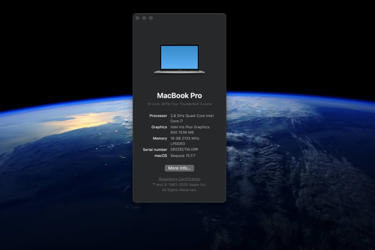 💻 MacBook Pro 13" 2019 للبيع
جهاز نظيف جدًا وبحالة ممتازة، مناسب للمونتاج، التصميم، البرمجة، الدراسة والاستخدام اليومي.
المواصفات:
✅ MacBook Pro 13-inch (2019)
✅ معالج Intel Core i7 رباعي النواة بسرعة 2.8GHz
✅ رام 16GB LPDDR3
✅ كرت شاشة Intel Iris Plus Graphics
✅ 4 منافذ Thunderbolt 3 (USB-C)
✅ يعمل على أحدث نظام macOS Sequoia 15.7.7
✅Battery cycle count 1127
السعر 600 الف 
مكاني بغداد ***********

