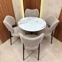 ميز طعام 4 كرسي • سطح رخام • مخمل