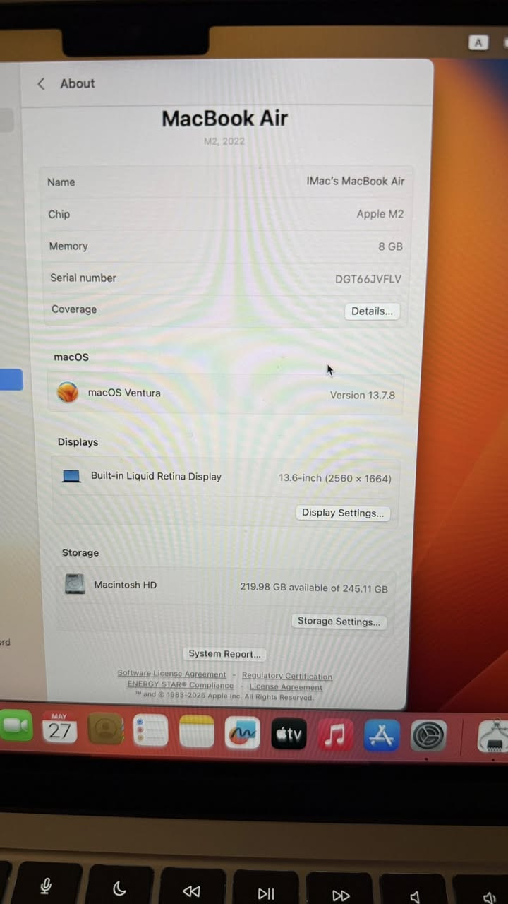 Macbook Air m2
هارد 256 GB
رام 8 GB
حجم 13
بطاريه 100% مشحونة 9 مرات بس لون فضي الجهاز نظيف وكامل ملحقات للتواصل خاص او على الواتس
***********
