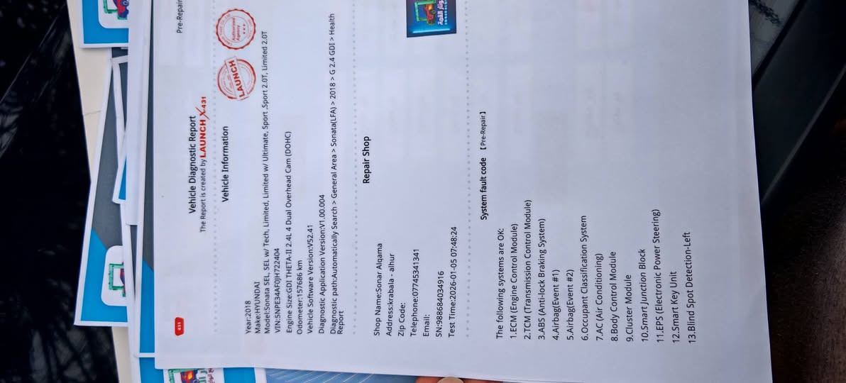 سوناتا 2018
فئة السبورت 
دبل كزوز 
فتحه 
بصمه 
اشاير مري
مثبت سرعه 
مسار 
مكينه لامفتوحه ولابخار 
كيرها ممفتوح ولاملعوب بي
سنويه للـ29 
تريد تحويل تريد وكاله
السياره جديده من حداديه وباتري 
دهن وكاله 
دهن كير وكاله 
سونارها مرفق بالمنشور
السياره جديده متصرف عليها ربع تشغل وتطلع 
السعر 135 
مكانه نجف مناذره 
***********
