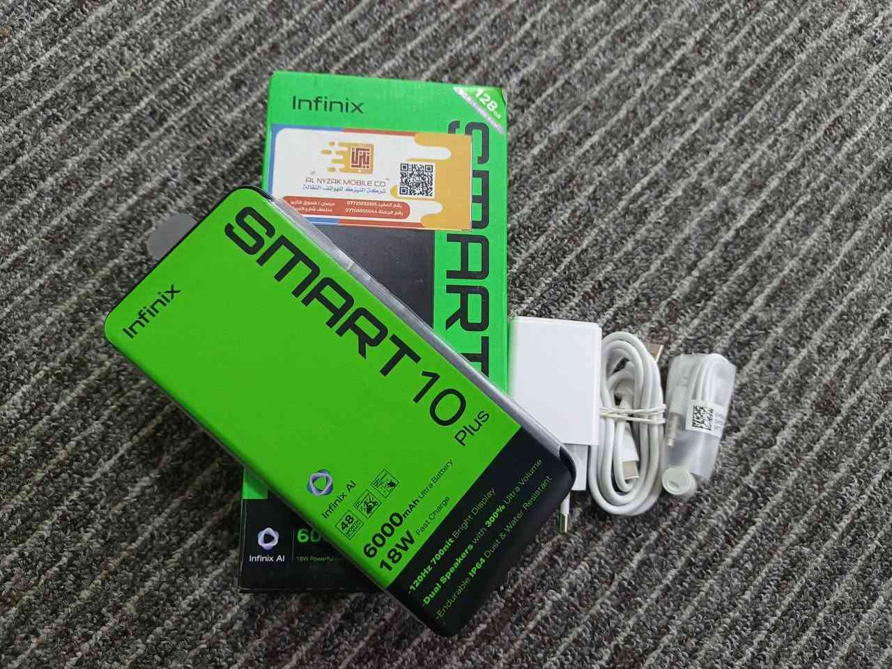 Infinix Smart 10 Plus 
مستخدم  نظيف استخدام قليل

مواصفات:- 

- شاشه جهاز 120 فريم 

- يتميز الهاتف بشاشة 6.67 بوصة HD+ LCD، وبطارية 6000 مللي

- شحن سريح 18 واط 

- ذاكرة تخزين داخلية 128 كيكابايت ورام 8

- يدعم الهاتف تقنية NFC
مقاوم للماء والغبار
 ويأتي بنظام تشغيل Android 15 مع واجهة XOS 15.1.

ملحقات كارتون وشاحنة وهيتفون نقص فقط الحافظة ما وياه

السعر 160 الف

شراي اتصل ‏‪***********‬‏
