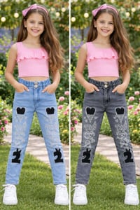 جينز بناتي • مقاس ٦ • وسط