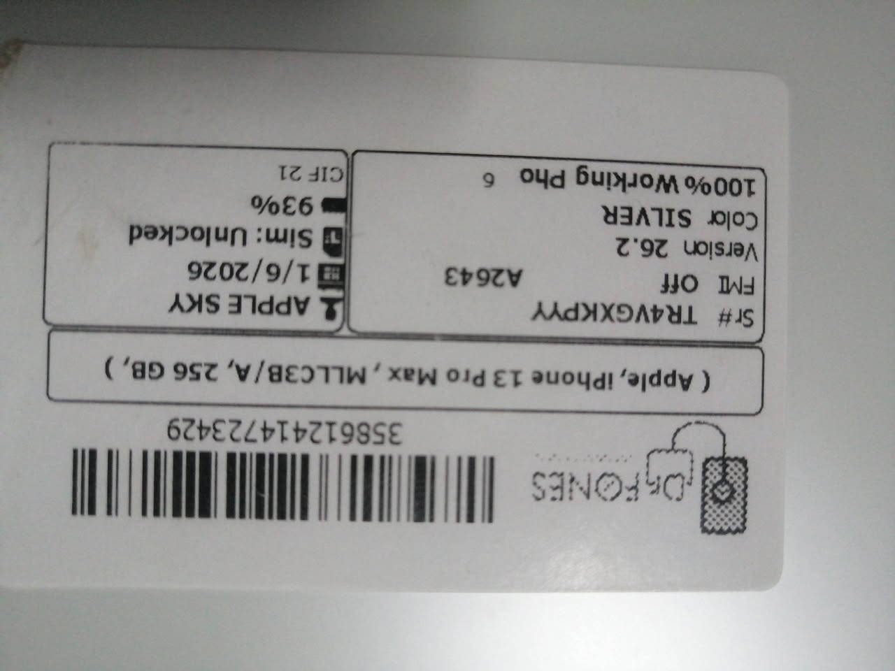 أيفون 13 برو ماكس ، ذاكره 256 ' بطاريه 93 '
لون ابيظ طافي كامل ملحقات جهاز نضيف كلش

السعر 750 قفل


**إذا كنت صاحب هذا الإعلان وتريد حذفه لأي سبب، رجاءا أرسل رسالة إلى الدعم الفني**