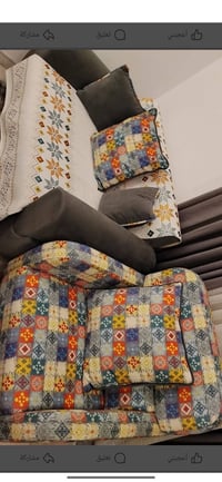 قنفات ٧ مقاعد • رصاصي • ميز طعام