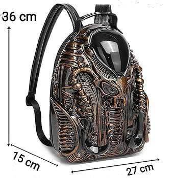 حقيبة ظهر مستوحاة من كائن الزينومورف (Xenomorph) من سلسلة أفلام Alien. 
تتميز بتصميم ثلاثي الأبعاد (3D) يجسد رأس الكائن وتفاصيله المعقدة ثلاثية الابعاد والمنحوتة يدويا
• الجزء المنحوت الأمامي، الظاهر في الصورة، مصنوع من مادة البولي يوريثين (Polyurethane) المقاومة للماء.
الجزء الخلفي: الجزء الخلفي من الحقيبة مصنوع من الجلد الصناعي (synthetic faux leather) المقاوم للماء.
التصميم: مستوحى من أعمال الفنان H.R. Giger.


**إذا كنت صاحب هذا الإعلان وتريد حذفه لأي سبب، رجاءا أرسل رسالة إلى الدعم الفني**