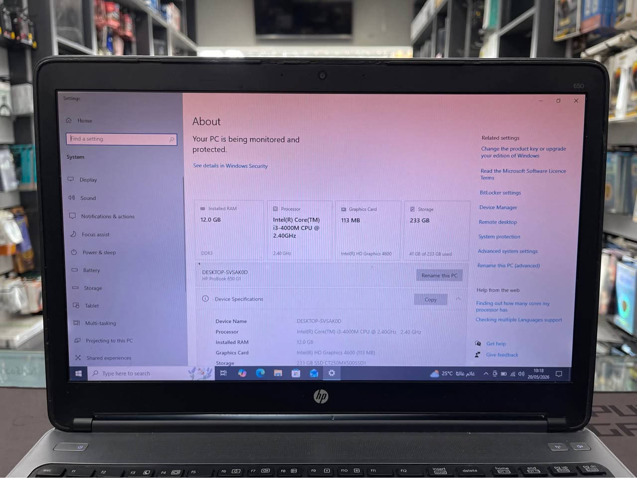 HP ProBook 650 G1 💻

Processor ⚙️

Intel Core i3-4000M 2.40 GHz

Memory 💾

12 GB DDR3

Storage 📀

256 GB SSD

Graphics 🕹️

HD Graphics 4600 128 MB

ژمارە مۆبایل *********** أربيل, العراق

